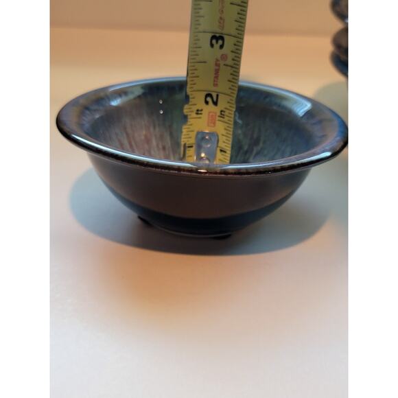 Bill Campbell Artisan Studio Drip Glaze Pottery Bowls Set of 4 Signed - Picture 10 of 10